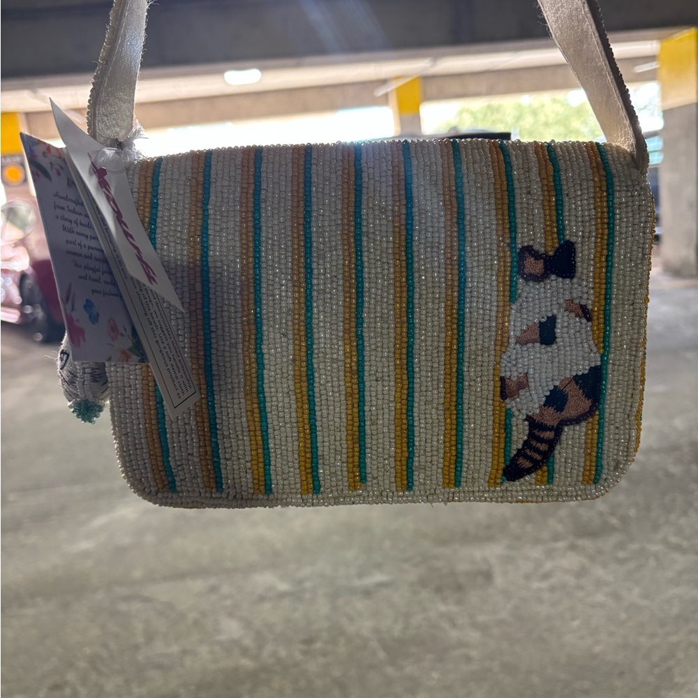 Beaded Cat Design Shoulder Bag - Picture 2 of 4